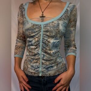 Floral Lace Trim Top